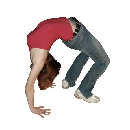 Young Woman doing Back Bendの写真素材