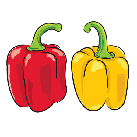 Red and yellow bell peppersのイラスト素材