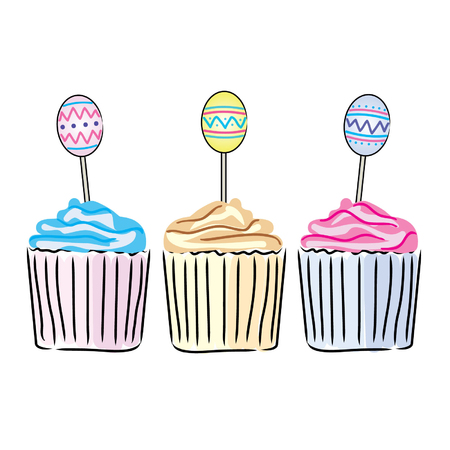 Cupcakes with easter egg designのイラスト素材
