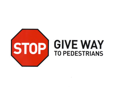 STOP and Give Way to Pedestrians Sign