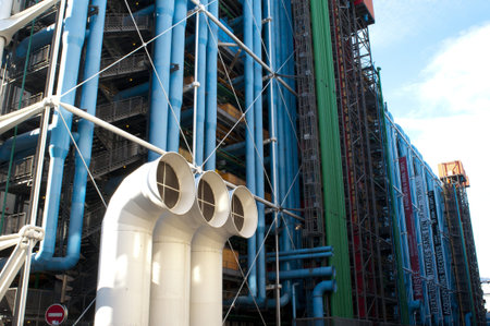 Paris, France, August 16, 2011 - Pompidou Centre Building - an example of high-tech architectureのeditorial素材