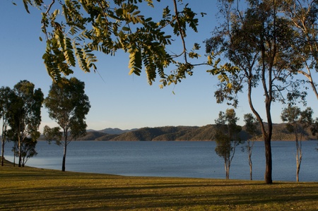 Lake in Late Afternoon Sunの写真素材