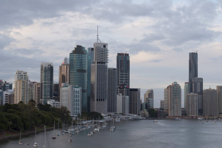 Brisbane, December 8, 2011- Brisbane City and Brisbane River at Duskのeditorial素材