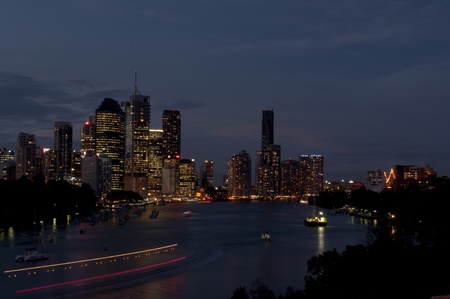 Brisbane, December 8, 2011- Brisbane City and Brisbane River at Nightのeditorial素材