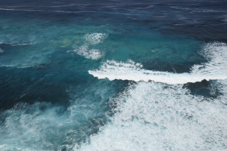 Blue Ocean White Waves Background