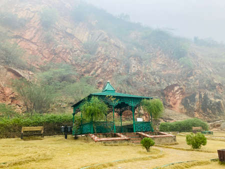 Pavilion in the middle of the mountainsの写真素材
