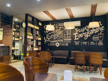 Interior of a cafe in Moscow.の写真素材