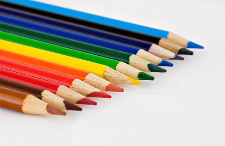Group of colored school pencilsの写真素材