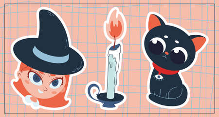 A set of icons for Halloween. Bright, fresh and cute. It can be used for commercial purposes, such as images on postcards, coffee cups, stickers, prints on clothes and so on.のイラスト素材