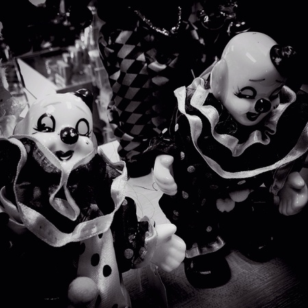 A pair of happy and sad clownsの素材