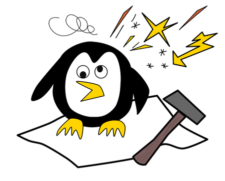 Sitting penguin with a headacheのイラスト素材