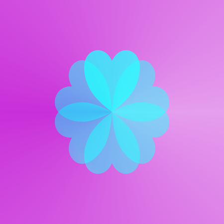 Blue abstract flower shape on pastel backgroundのイラスト素材
