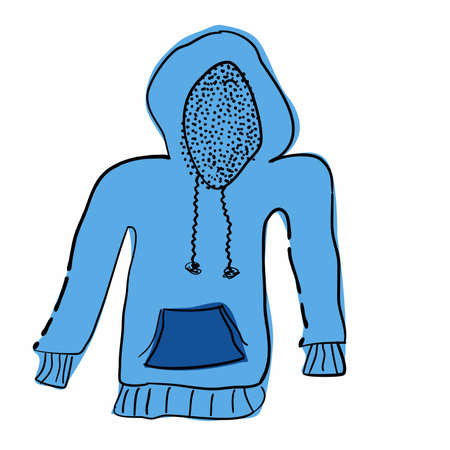 Blue hand drawn hoodie sweater sketch, doodleのイラスト素材