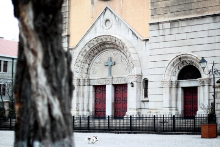 Chinese Qingdao Catholic churchの写真素材