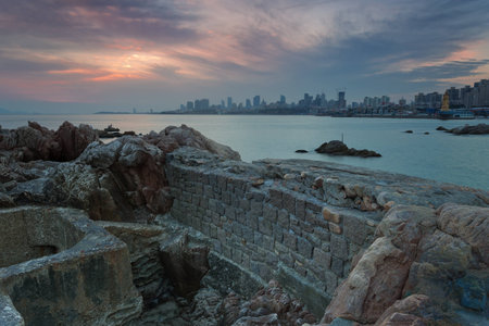 The sea view after the sunsetの写真素材