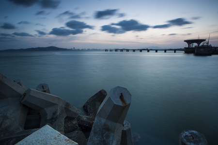 Sunset breakwaterの写真素材