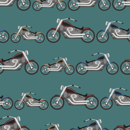 seamless pattern. Modern stylish texture with cool bikes.のイラスト素材