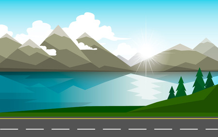 Vector illustration in a flat style. Landscape nature.のイラスト素材
