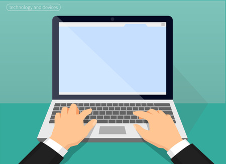 The image of the laptop and hands on keyboard.のイラスト素材