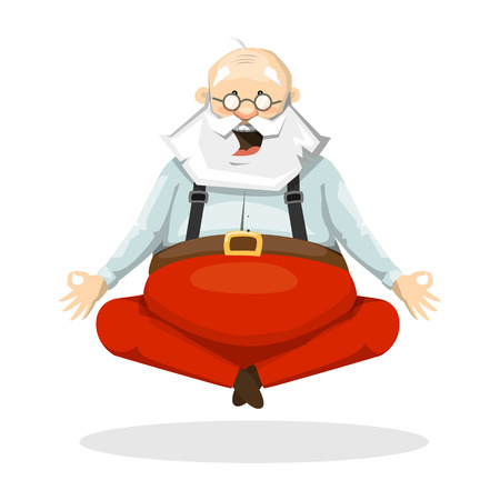 Santa Claus meditating. The Lotus posture. Yogaのイラスト素材