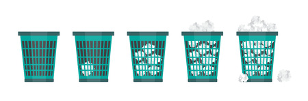 Dustbins for office paper in the bin. Empty and full trash can.のイラスト素材