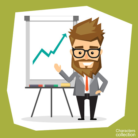 presentation on flip chart paperのイラスト素材
