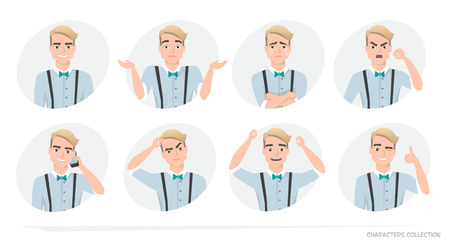 Set of emotions for business man.のイラスト素材