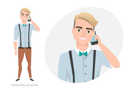 A man is talking on the phoneのイラスト素材