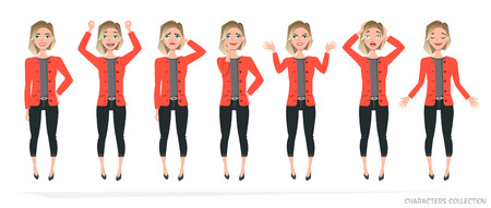 Set of emotions for business woman.のイラスト素材