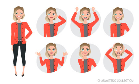 Set of emotions for business woman.のイラスト素材