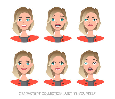 Set of emotions for business woman.のイラスト素材