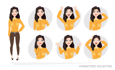 Set of emotions for business woman.のイラスト素材