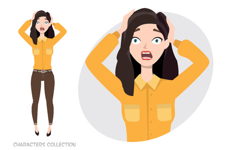 Surprised shocked woman on a very cool background.のイラスト素材