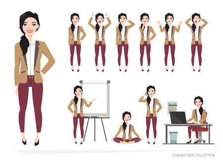 Set of emotions for business woman.のイラスト素材