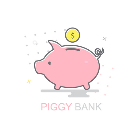 Piggy bank and coin illustration.のイラスト素材