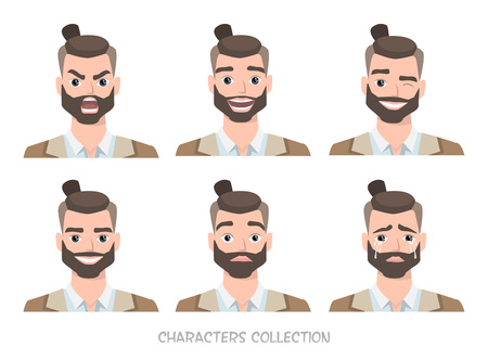 Set of emotions for business man.のイラスト素材