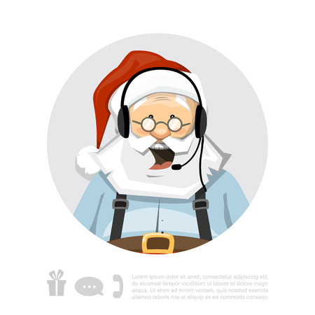 Santa Claus With Headset Vector Characterのイラスト素材
