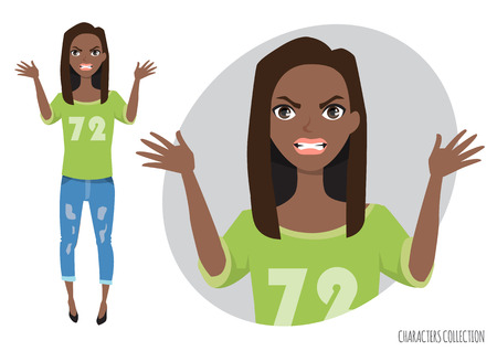 Angry Woman in casual clothing.のイラスト素材
