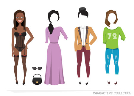 Clothing set for african american female.のイラスト素材