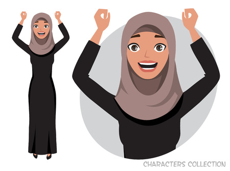 Arab women character is happy and smiling.の写真素材