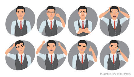 Set of emotions for asian business man.の写真素材