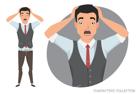 Surprised shocked asian manの写真素材