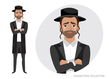 The jew guy crossed his arms and cries.のイラスト素材