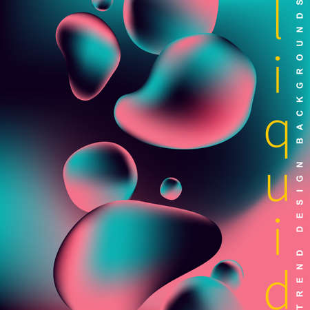 Liquid holographic gradient neon vector illustration. Abstract background in dark neon color.のイラスト素材