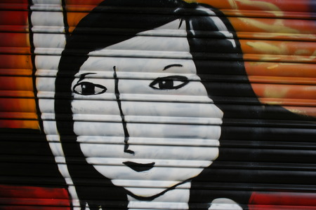 Asian woman grafittiの写真素材