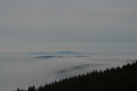 Cloudy autumn view at Jested from Giant Mountainsの写真素材