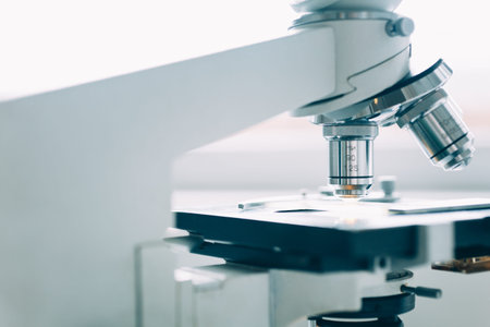 Microscope in the Laboratory, modern close-up shotの写真素材