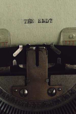 The end paper print, made with vintage writing machine. Close up viewの写真素材