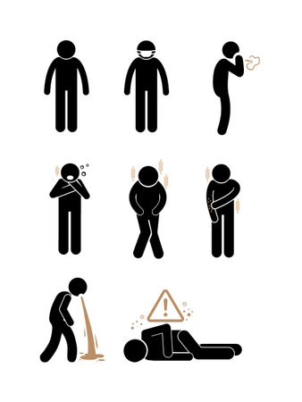 health pictogram, prevention, symptoms, medical icons set vector illustration, silhouette iconの写真素材