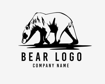 Bear walk logo symbol illustration Premium Vectorのイラスト素材
